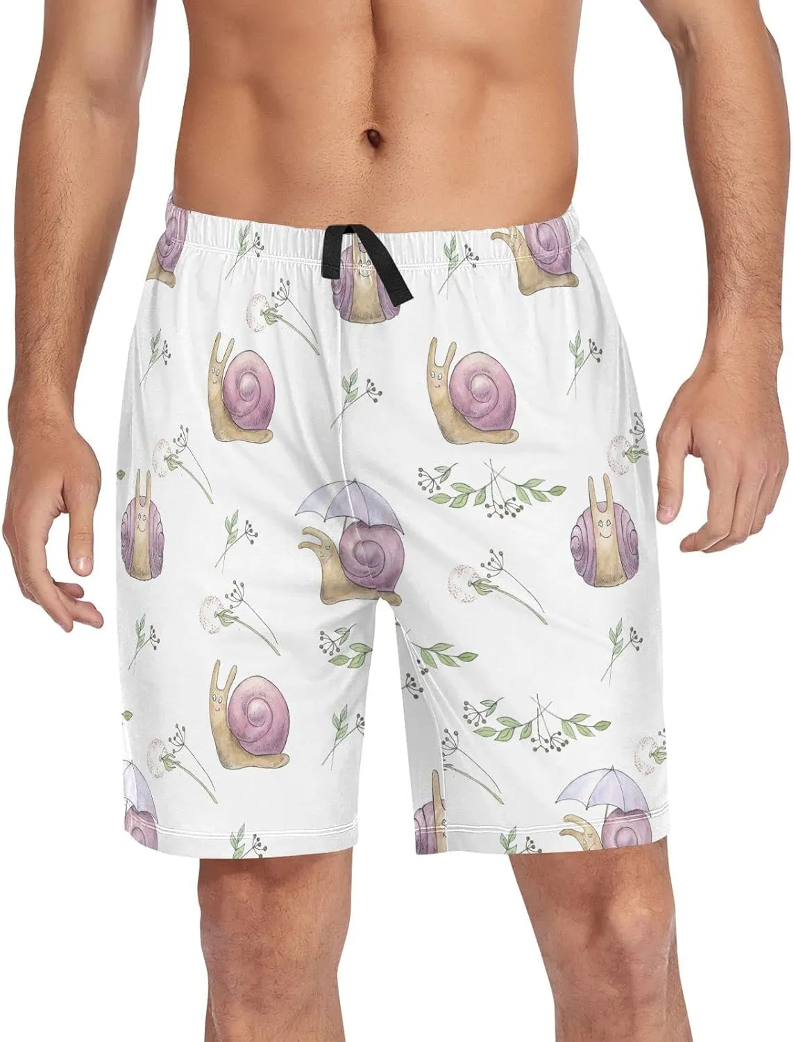 Snail Pattern Nature Dandelion Men's Pajama Pants Shorts Sleepwear Lounge Pajama Bottoms