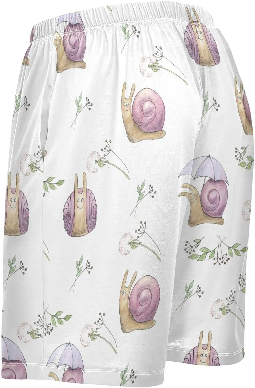 Snail Pattern Nature Dandelion Men's Pajama Pants Shorts Sleepwear Lounge Pajama Bottoms