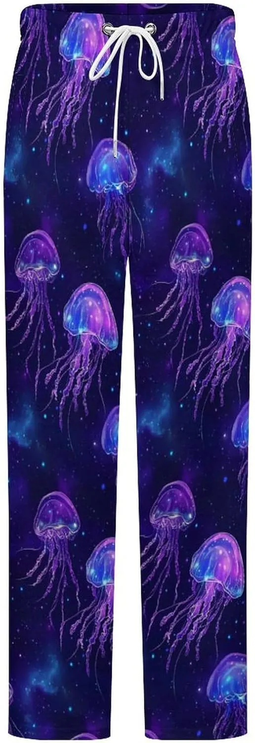 Spaces Jellyfishes Women's Pajama Pants Fleece Warm Pj Bottoms Sleepwear Lounge Pants Loungewear