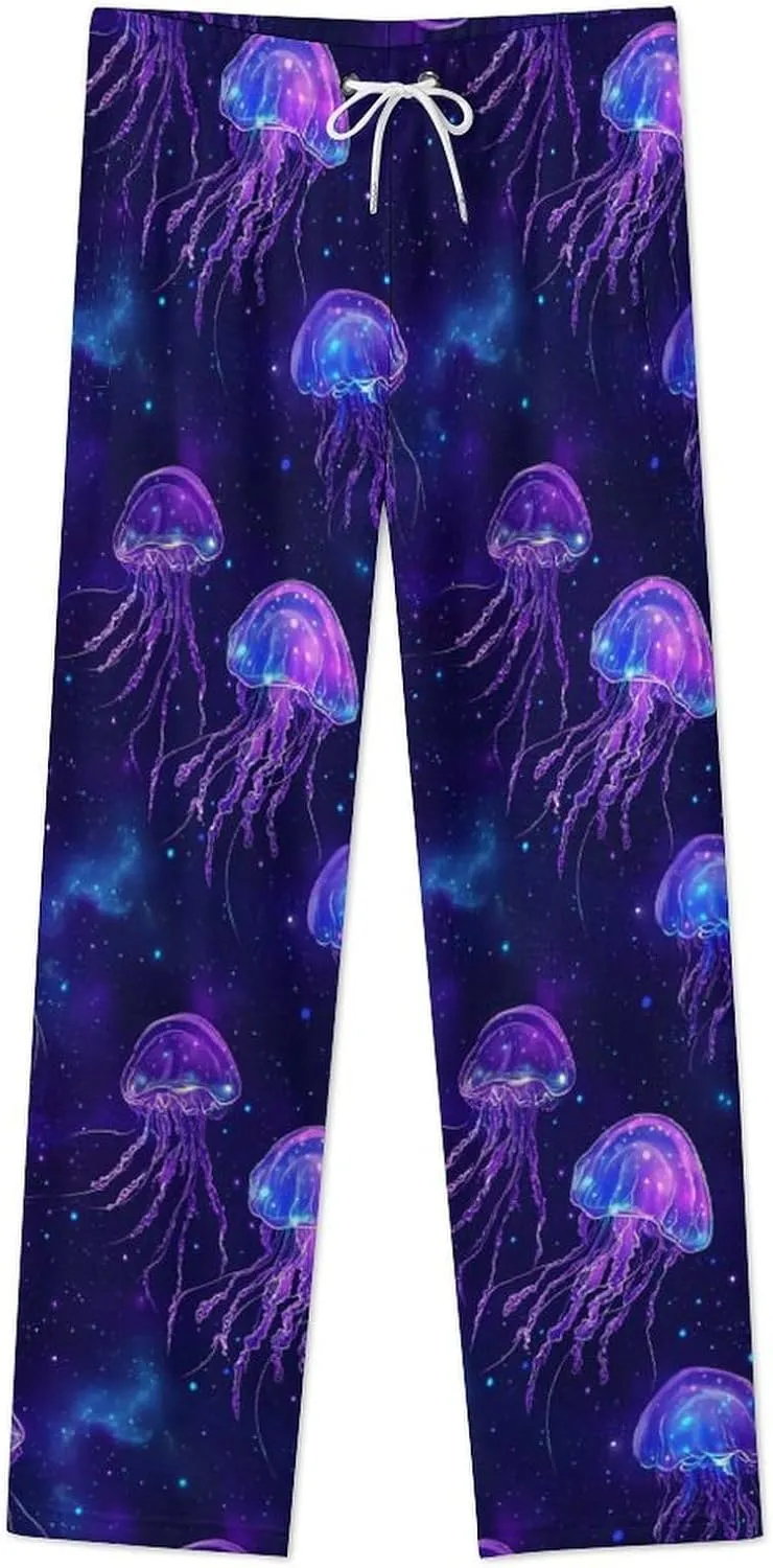 Spaces Jellyfishes Women's Pajama Pants Fleece Warm Pj Bottoms Sleepwear Lounge Pants Loungewear
