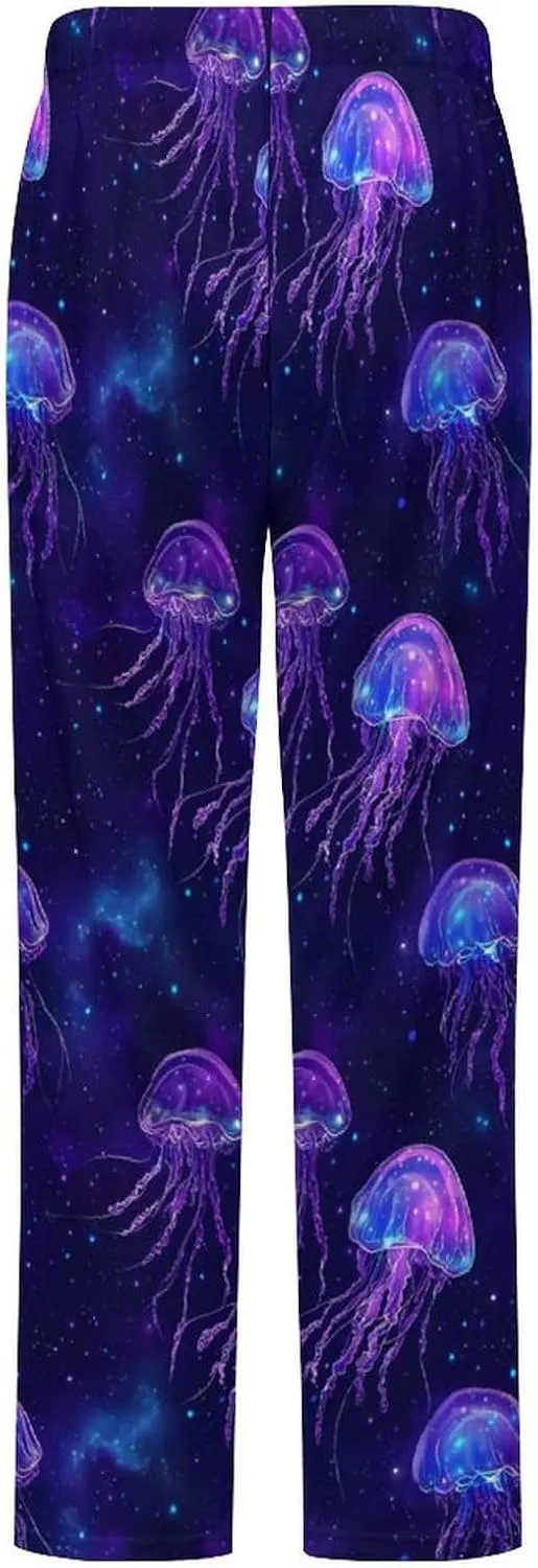 Spaces Jellyfishes Women's Pajama Pants Fleece Warm Pj Bottoms Sleepwear Lounge Pants Loungewear