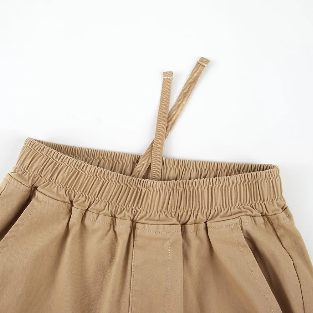 Spring&Gege Boys Jogger Pants Cotton Twill Drawstring Elastic Waist Jogging School Pants