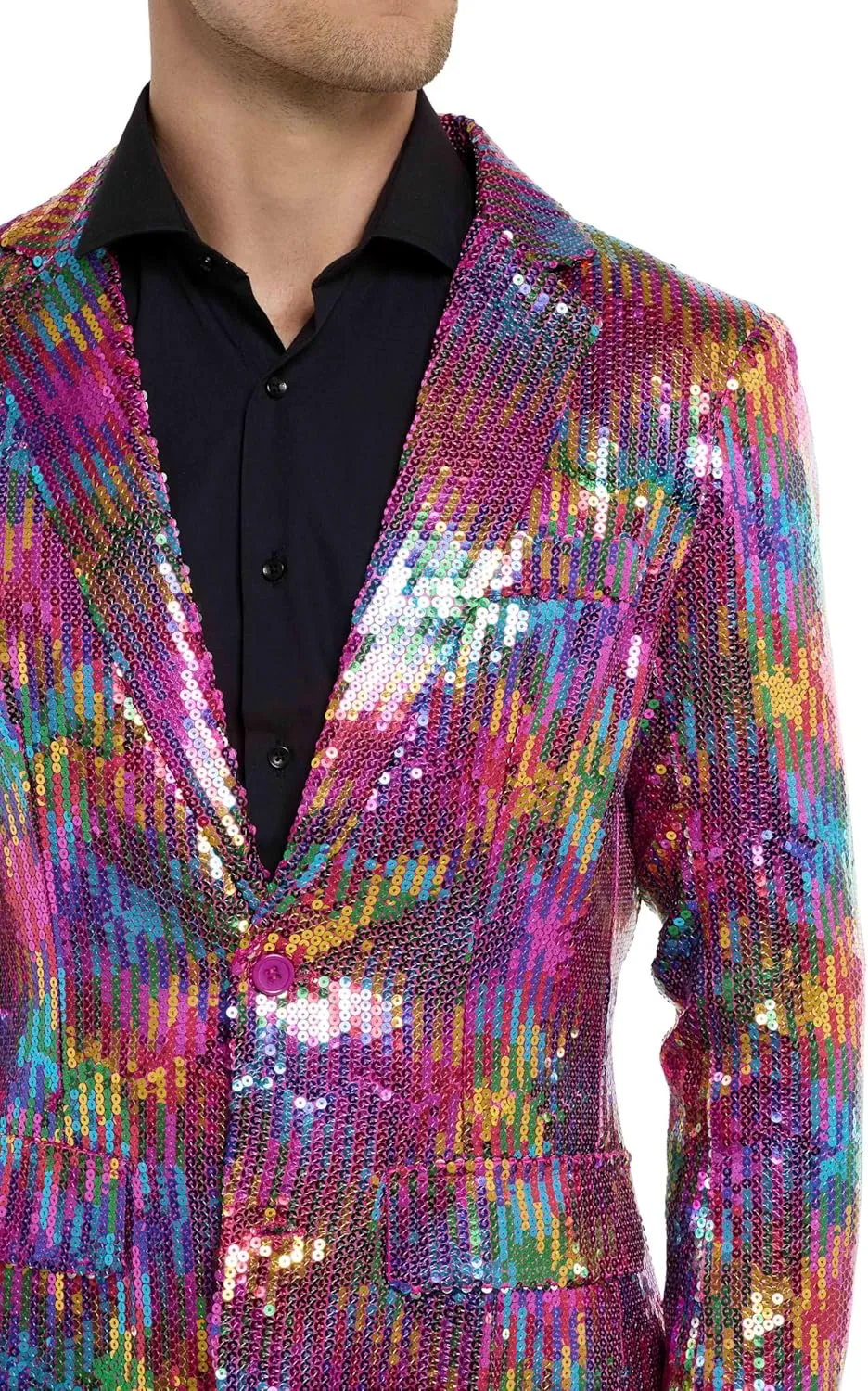 SUITMEISTER Sequins Party Blazer for Men - Slim Fit - Shiny Christmas, NYE, Prom Party Jacket