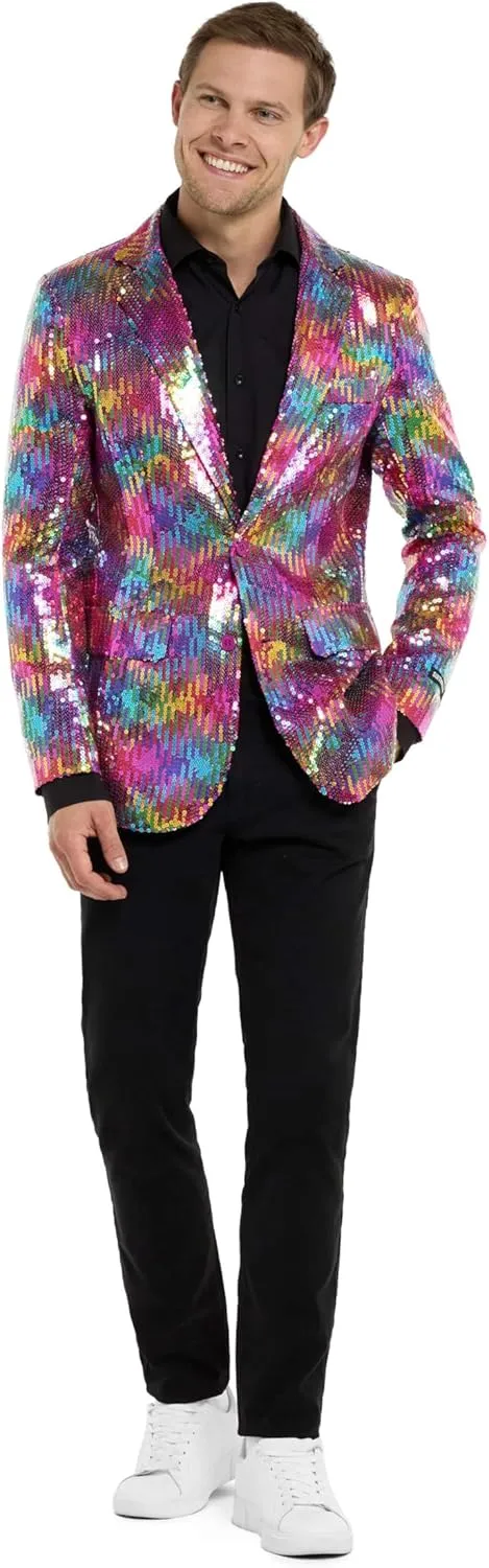 SUITMEISTER Sequins Party Blazer for Men - Slim Fit - Shiny Christmas, NYE, Prom Party Jacket
