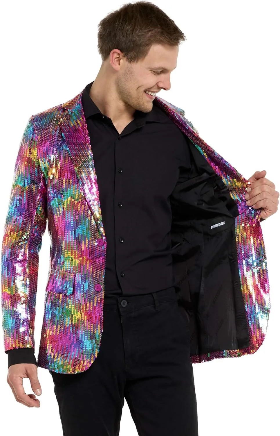SUITMEISTER Sequins Party Blazer for Men - Slim Fit - Shiny Christmas, NYE, Prom Party Jacket