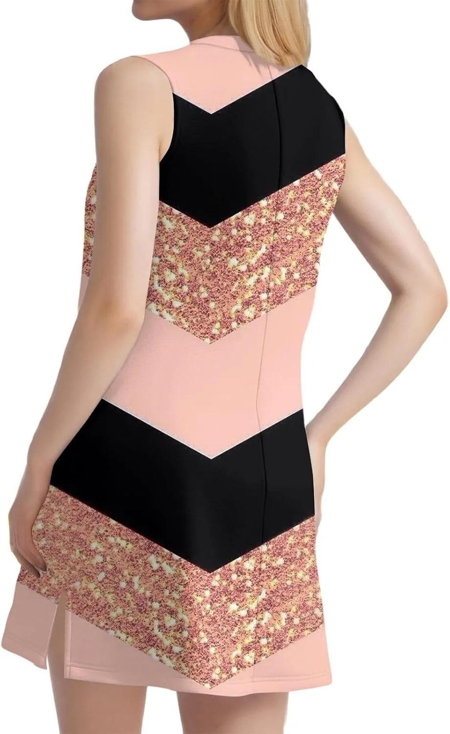 Summer Dresses for Women 2025 Casual V Neck Sleeveless Sundresses Color Block Printed Tank Beach Dresses with Split