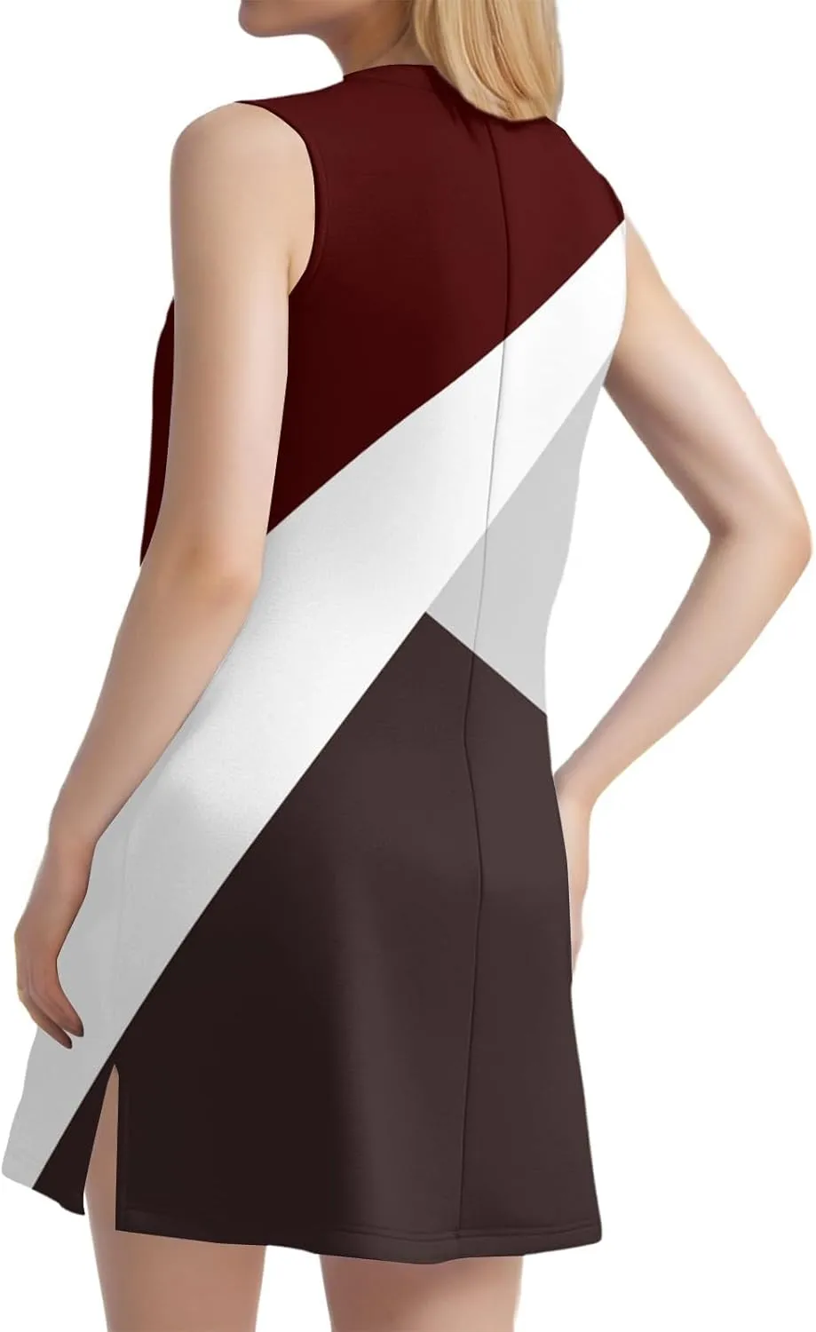 Summer Dresses for Women 2025 Casual V Neck Sleeveless Sundresses Color Block Printed Tank Beach Dresses with Split