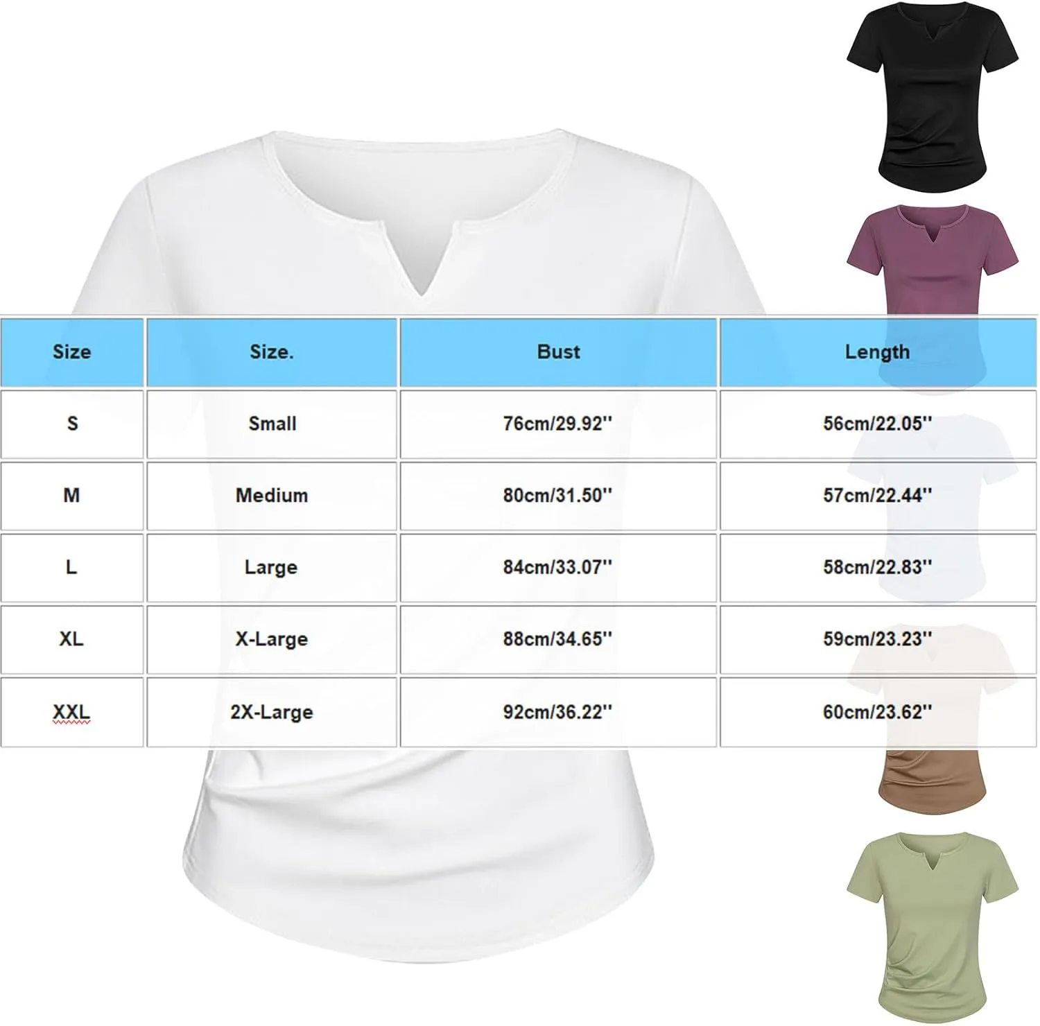 Summer Fashion Women Pleated V Neck Short Sleeve Solid Color Tops Casual Trendy Slim Fit Shirt Daily Regular Top
