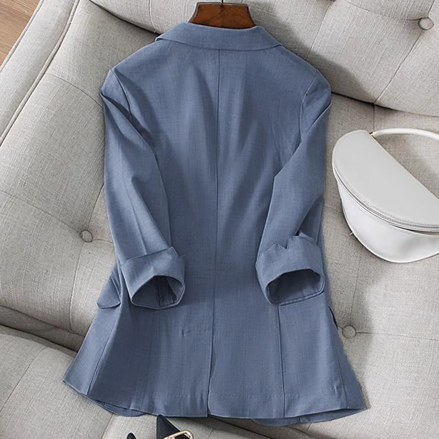 Summer Linen Blazers for Women 2025 Trendy Lightweight Casual One Button Work Jackets Thin Shirts Blazer with Pockets