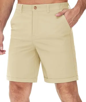 TACVASEN Mens Casual Shorts Classic Fit 7 Stretch Twill Flat Front Chino Shorts with Pockets