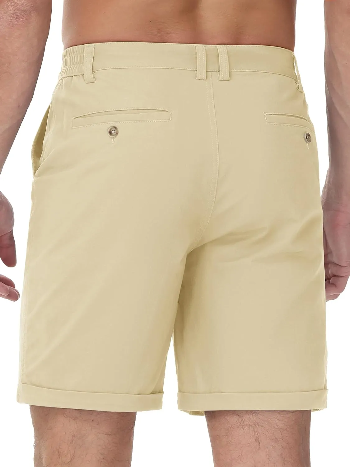 TACVASEN Mens Casual Shorts Classic Fit 7 Stretch Twill Flat Front Chino Shorts with Pockets