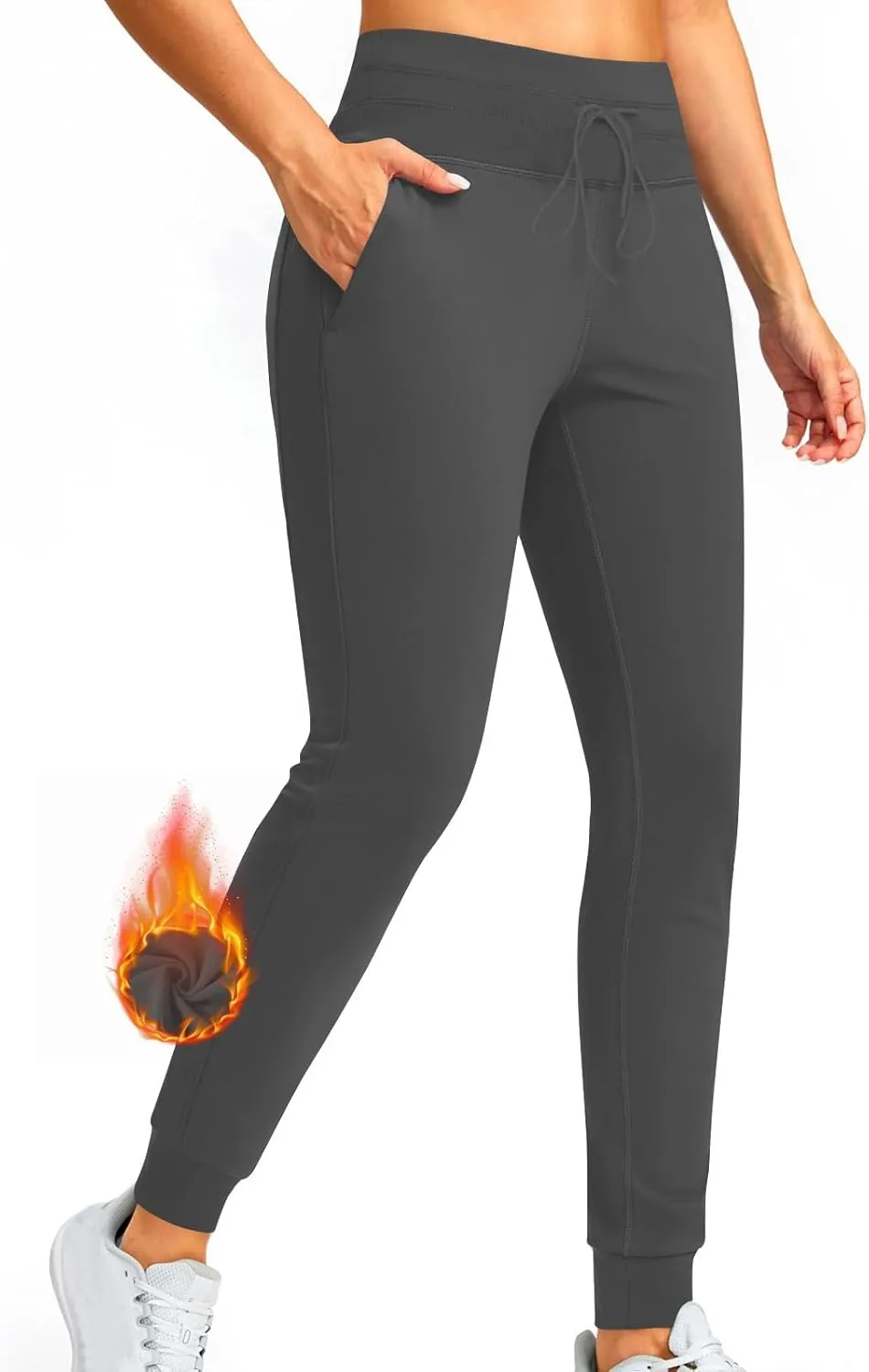 TANGNADE Fleece Lined Joggers Women High Waist Warm Pants Running Thermal Sweatpants Winter Athletic Hiking Sweat Pants