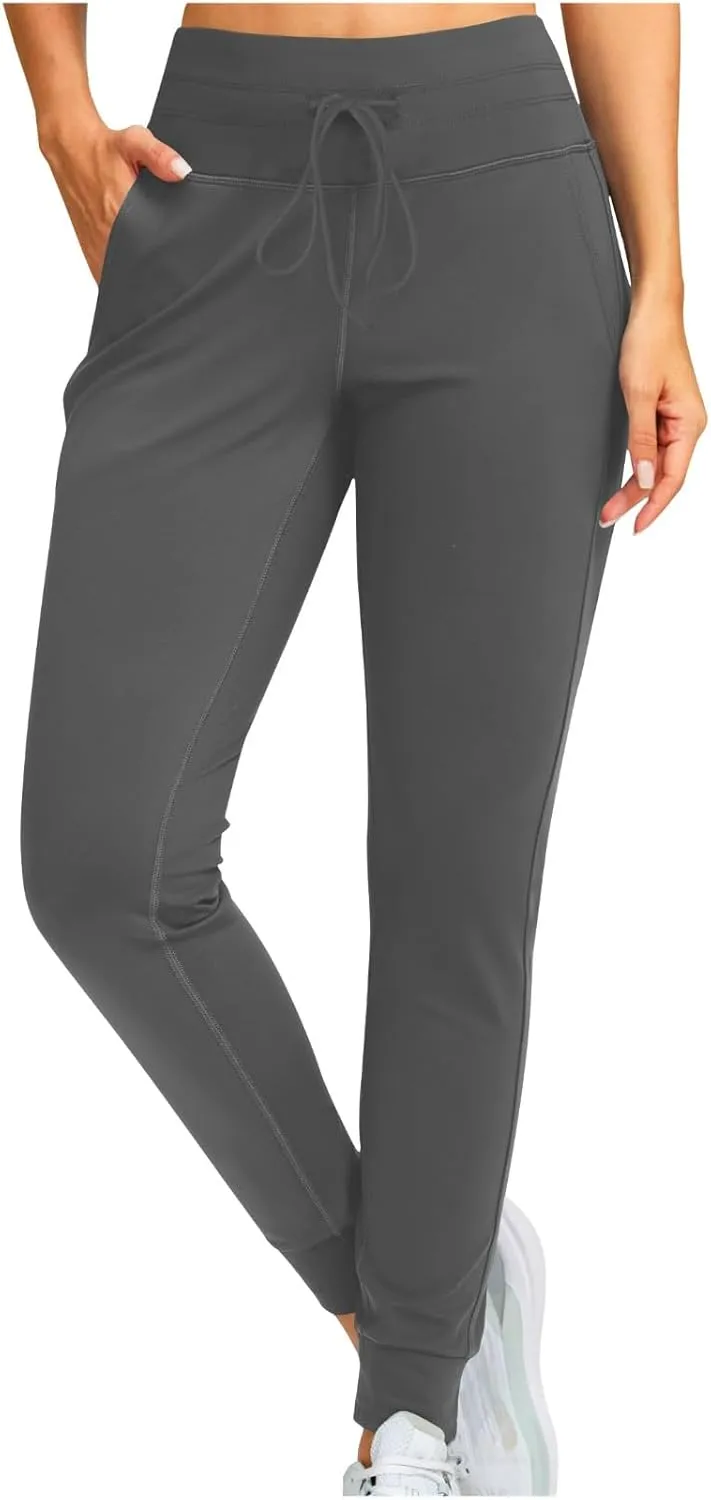 TANGNADE Fleece Lined Joggers Women High Waist Warm Pants Running Thermal Sweatpants Winter Athletic Hiking Sweat Pants