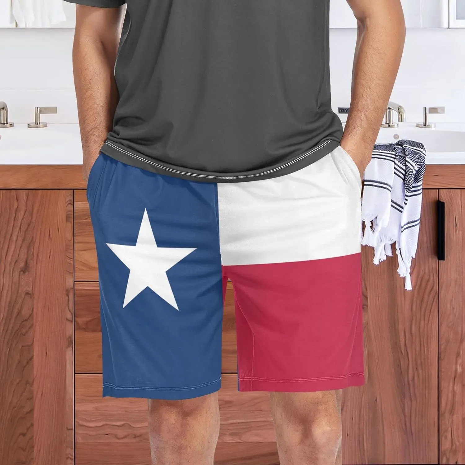 Texas Flag Patriotic USA Men's Pajama Pants Shorts Sleepwear Lounge Pajama Bottoms