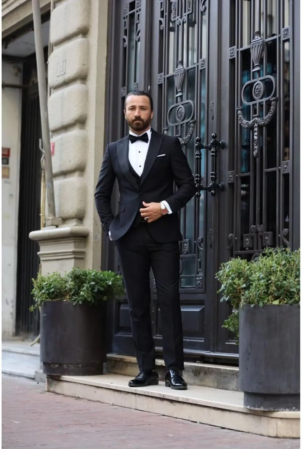 Tuxedos Double Breasted Vest Suits for Men 3 Piece Slim Fit Suit One Button Peak Lapel Blazer Vest Pants Sets