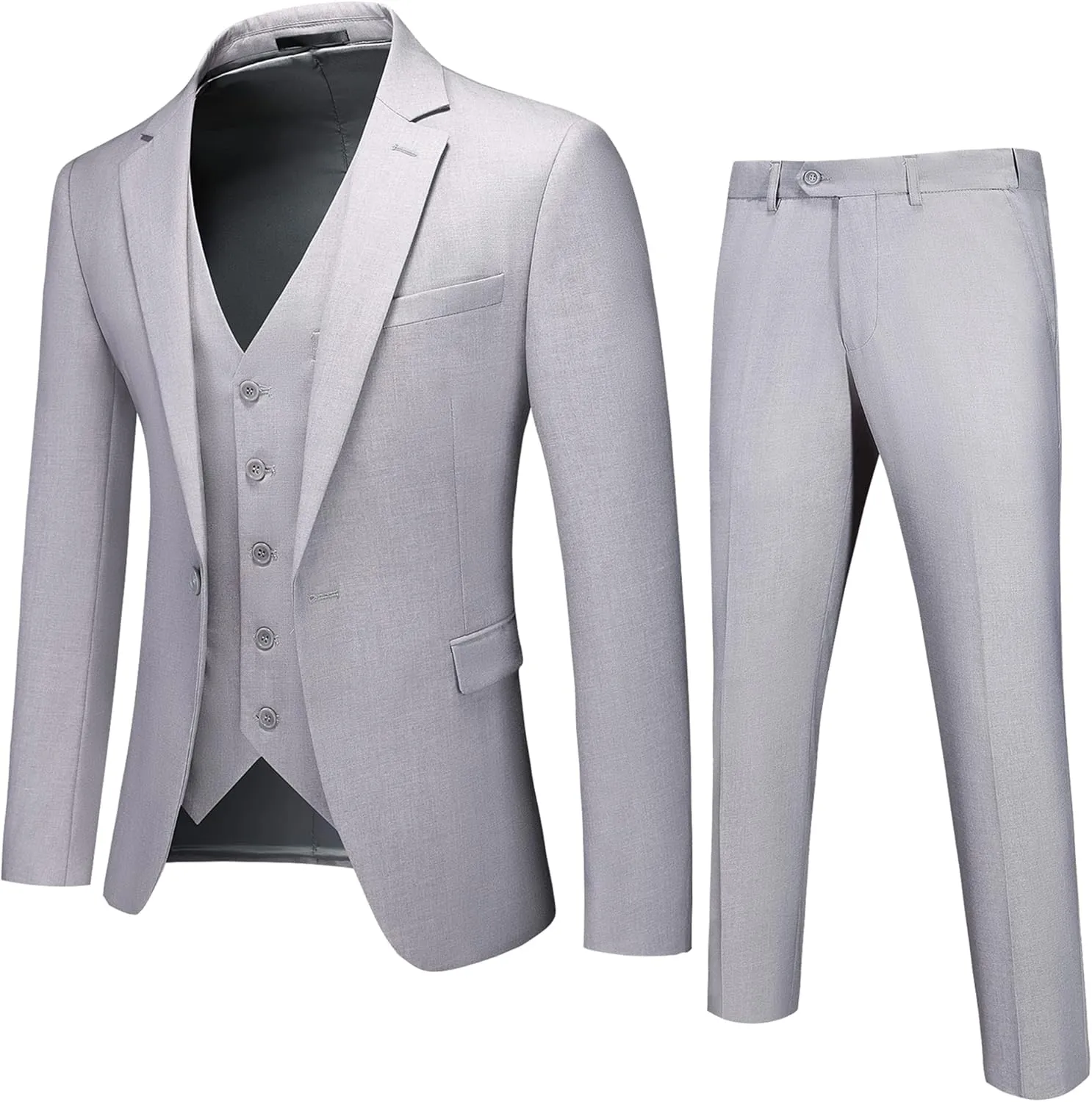 UNINUKOO Mens Suits 3 Piece Classic Fit Wedding Guest Outfit Suit Jacket Pants with Vest
