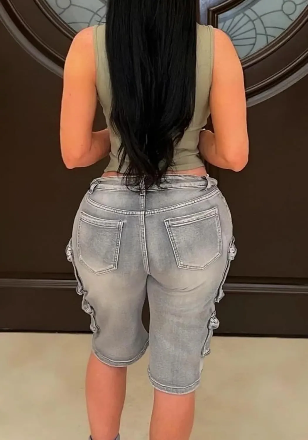 Unybwonn Women Jean Shorts Cargo High Waisted Straight Leg Denim Jorts Shorts Baggy Bermuda Short