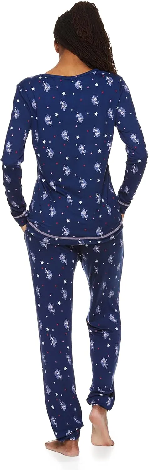 U.S. Polo Assn. 2-Piece Pajamas for Women Set, Long Sleeve PJ Sets for Women, Ladies Sleepwear, Mom Gifts