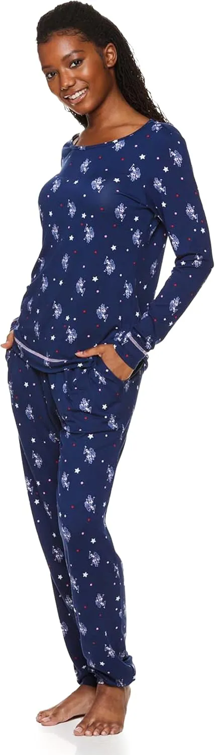 U.S. Polo Assn. 2-Piece Pajamas for Women Set, Long Sleeve PJ Sets for Women, Ladies Sleepwear, Mom Gifts