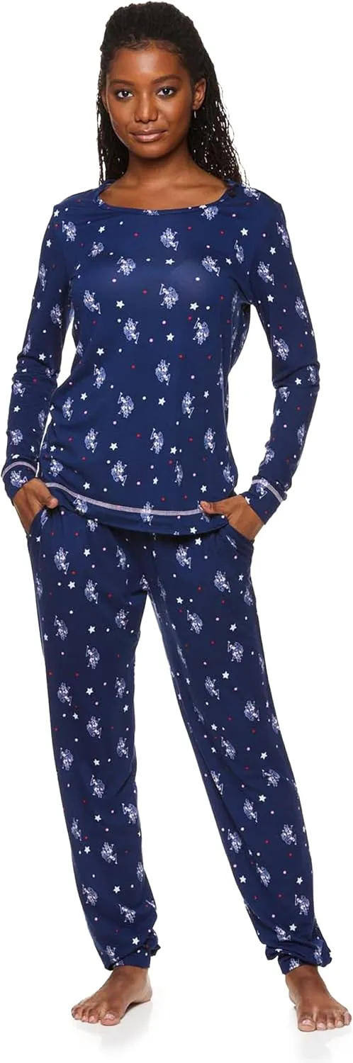 U.S. Polo Assn. 2-Piece Pajamas for Women Set, Long Sleeve PJ Sets for Women, Ladies Sleepwear, Mom Gifts
