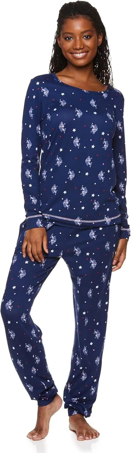 U.S. Polo Assn. 2-Piece Pajamas for Women Set, Long Sleeve PJ Sets for Women, Ladies Sleepwear, Mom Gifts
