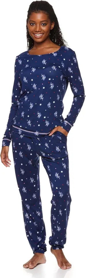 U.S. Polo Assn. 2-Piece Pajamas for Women Set, Long Sleeve PJ Sets for Women, Ladies Sleepwear, Mom Gifts