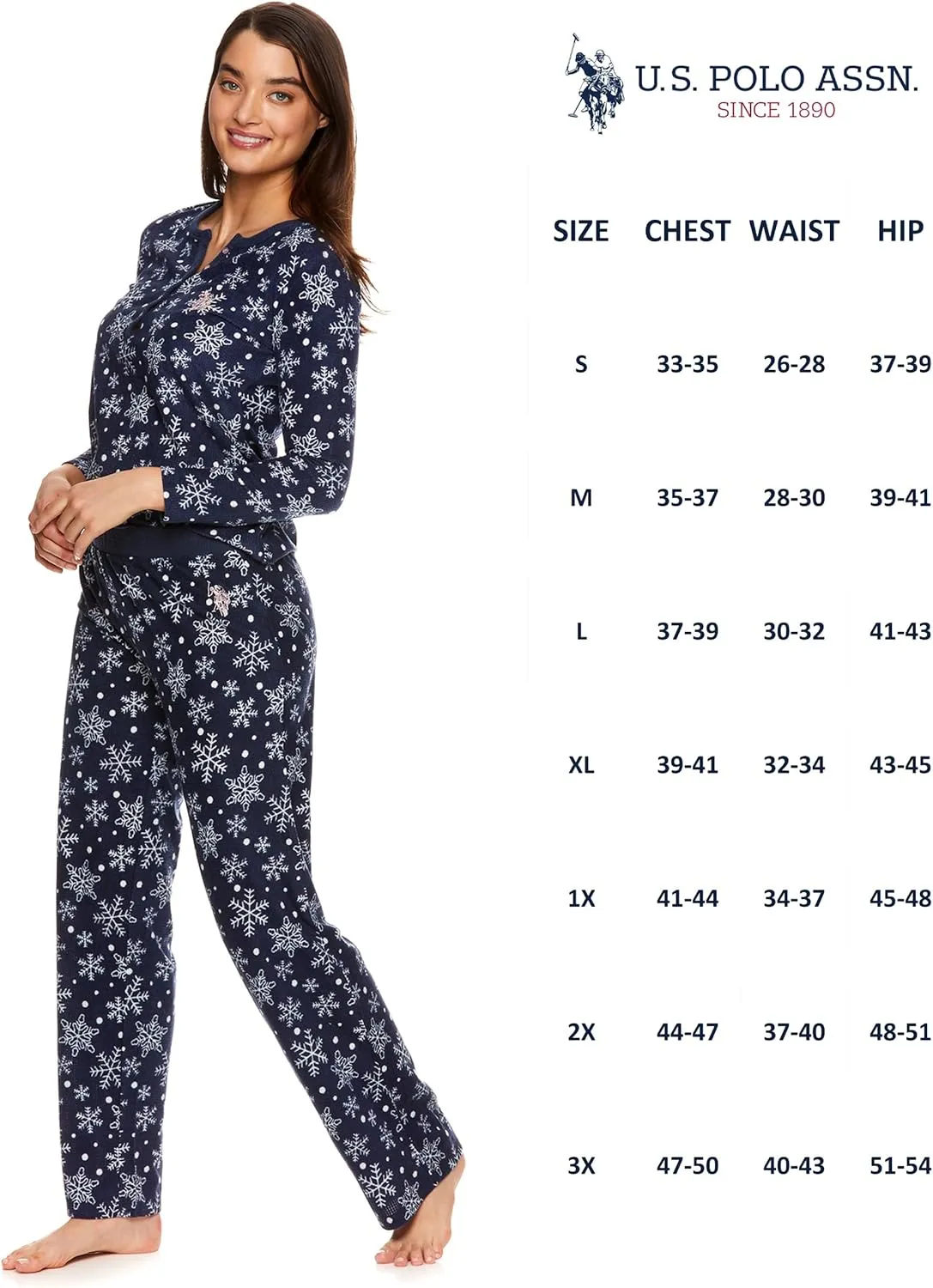 U.S. Polo Assn. 2-Piece Pajamas for Women Set, Long Sleeve PJ Sets for Women, Ladies Sleepwear, Mom Gifts