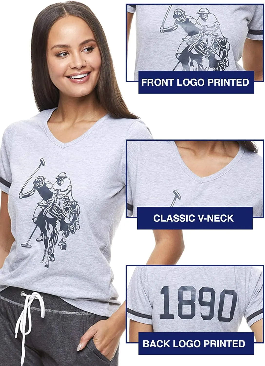 U.S. Polo Assn. Womens Pajama Set - Short Sleeve Shirt and Pajama Pants Sleepwear and Lounge Sets for Women