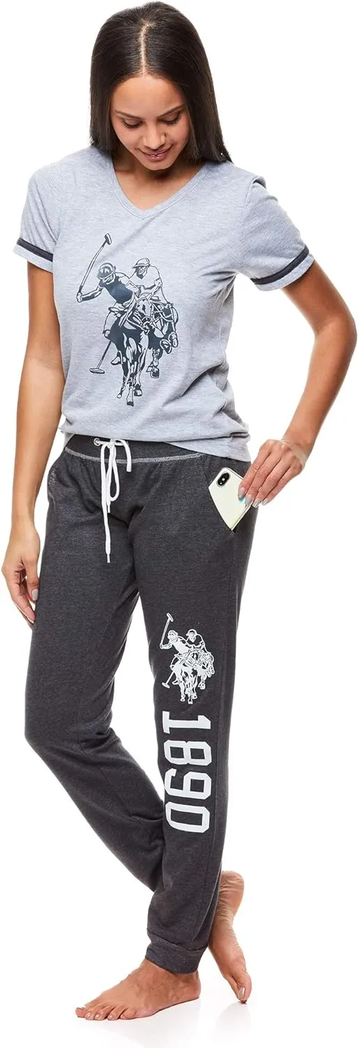 U.S. Polo Assn. Womens Pajama Set - Short Sleeve Shirt and Pajama Pants Sleepwear and Lounge Sets for Women