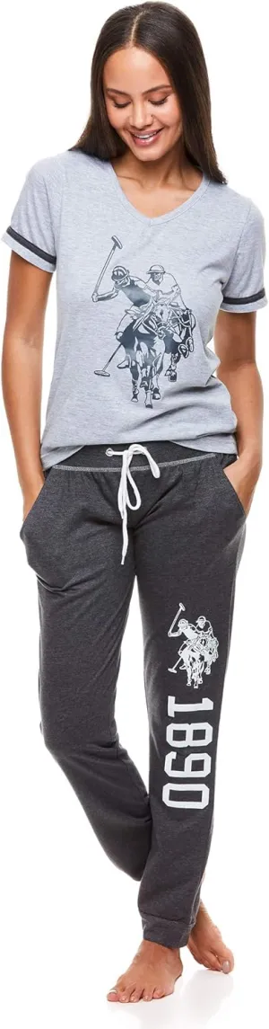 U.S. Polo Assn. Womens Pajama Set - Short Sleeve Shirt and Pajama Pants Sleepwear and Lounge Sets for Women