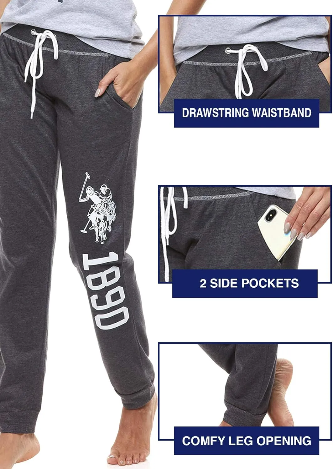 U.S. Polo Assn. Womens Pajama Set - Short Sleeve Shirt and Pajama Pants Sleepwear and Lounge Sets for Women