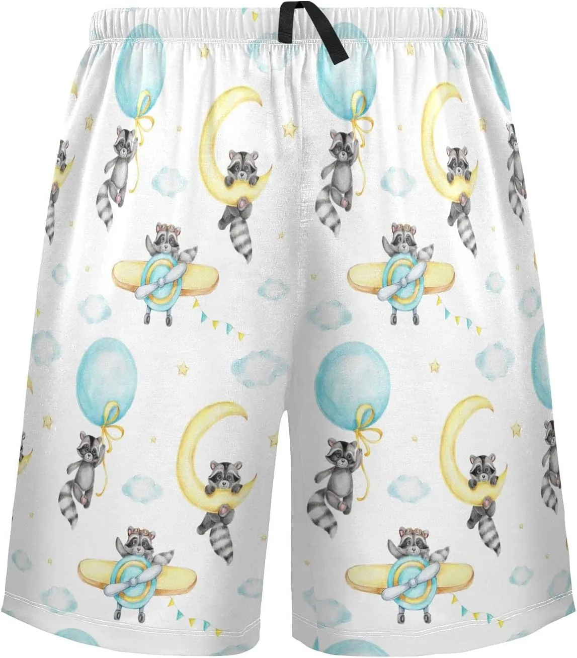 Watercolor Raccoons Cloud Star Moon Pattern Men's Pajama Pants Shorts Sleepwear Lounge Pajama Bottoms
