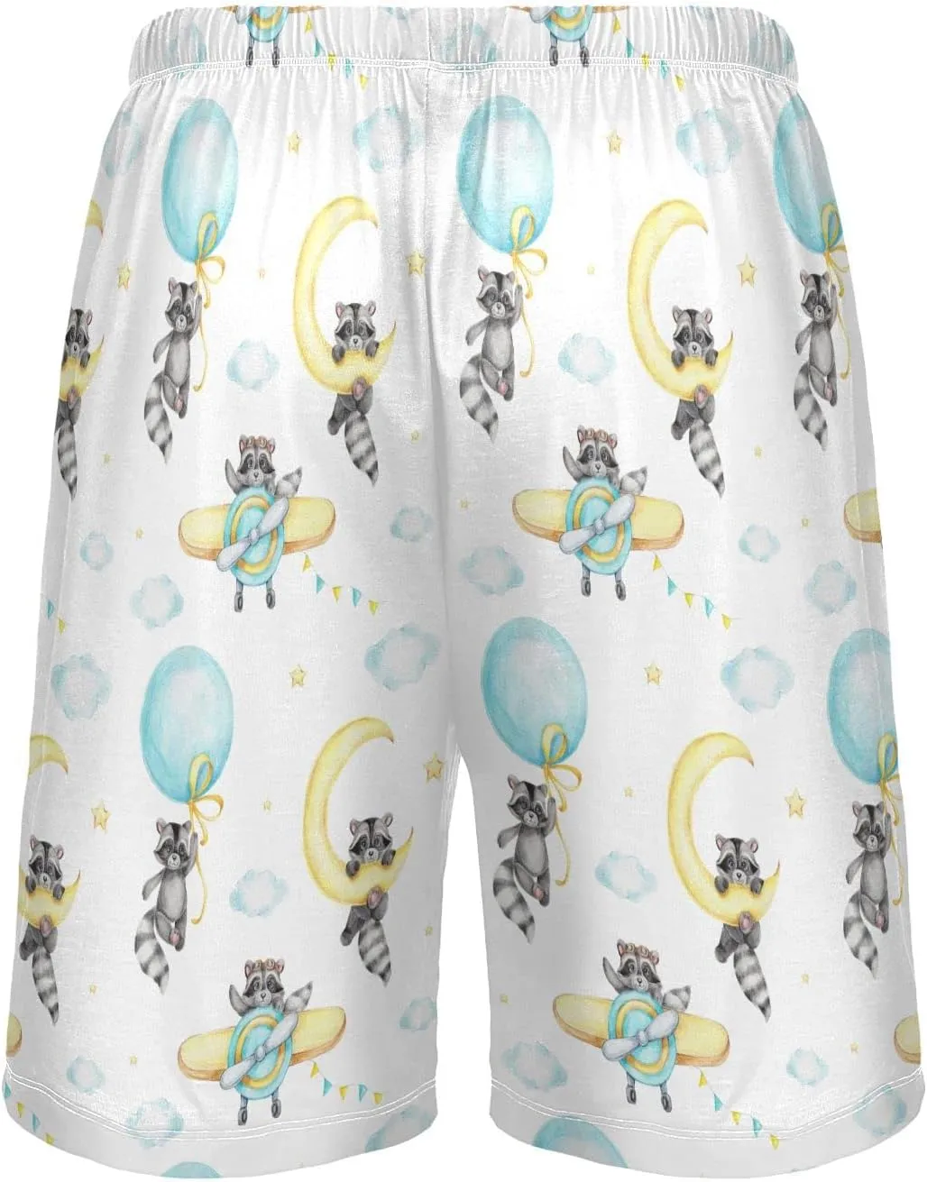 Watercolor Raccoons Cloud Star Moon Pattern Men's Pajama Pants Shorts Sleepwear Lounge Pajama Bottoms