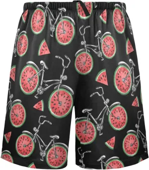 Watercolor Watermelon Bicycle Pattern Colorful Summer Men's Pajama Pants Shorts Sleepwear Lounge Pajama Bottoms