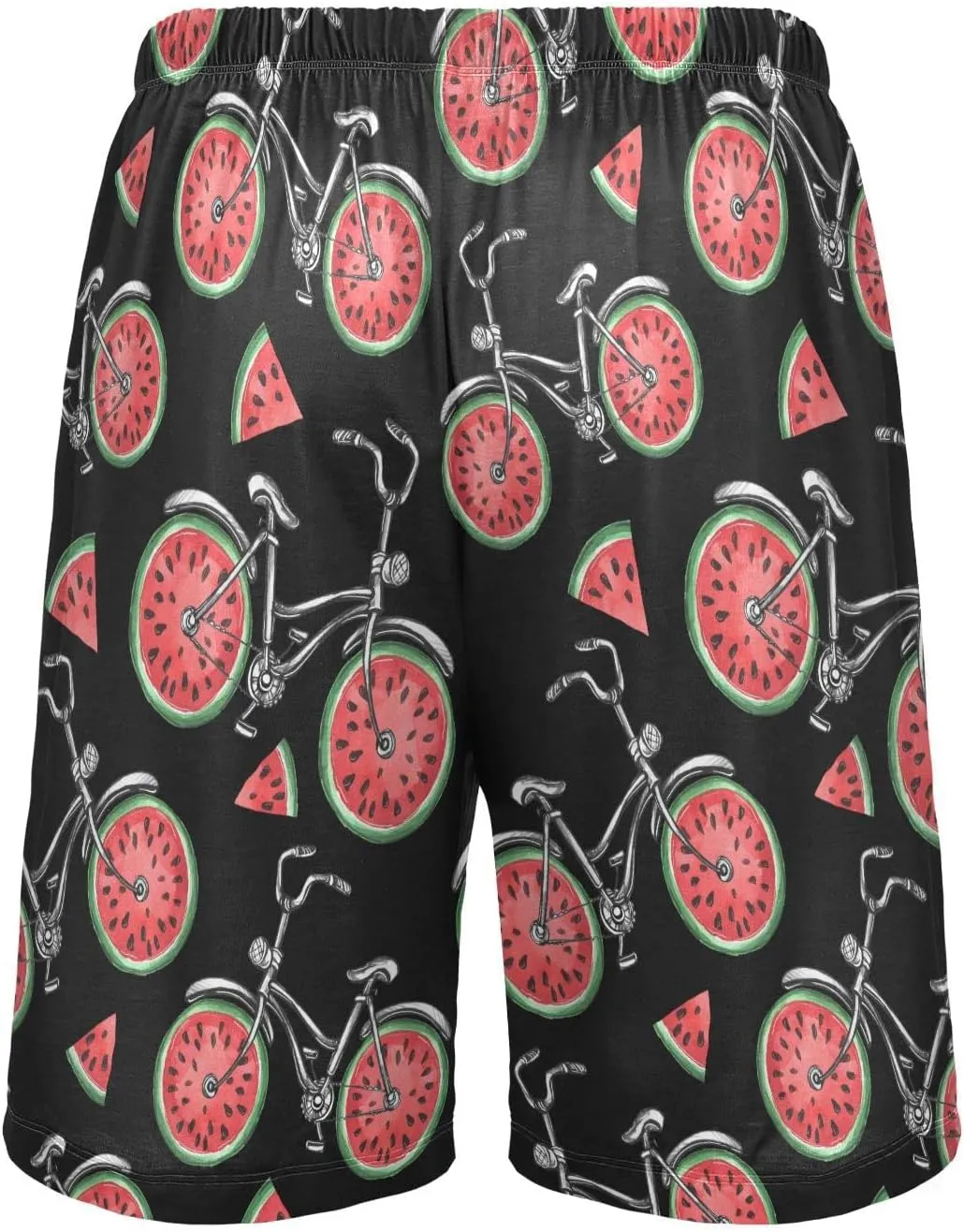 Watercolor Watermelon Bicycle Pattern Colorful Summer Men's Pajama Pants Shorts Sleepwear Lounge Pajama Bottoms