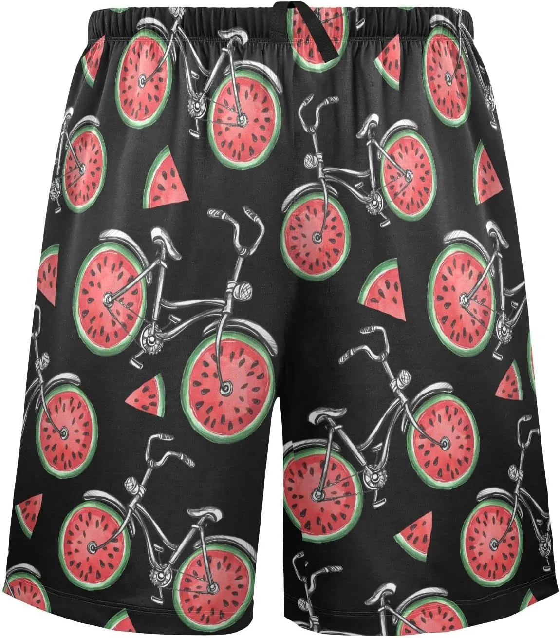 Watercolor Watermelon Bicycle Pattern Colorful Summer Men's Pajama Pants Shorts Sleepwear Lounge Pajama Bottoms