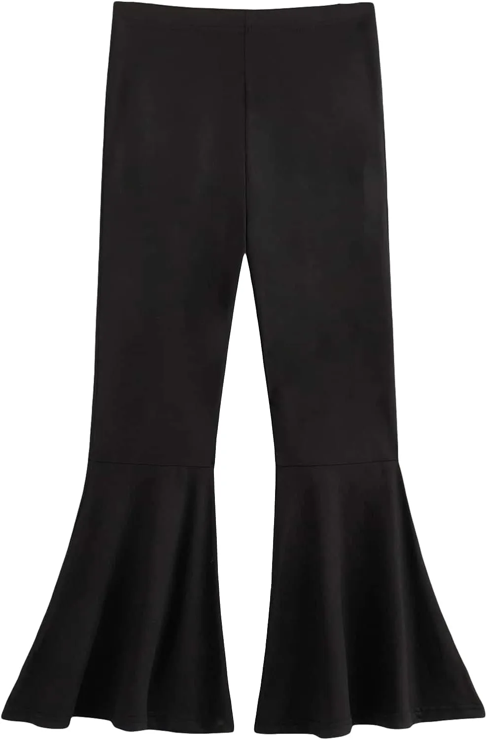 WDIRARA Girl's Flare Pants High Waisted Elastic Waist Bell Bottom Casual Pants