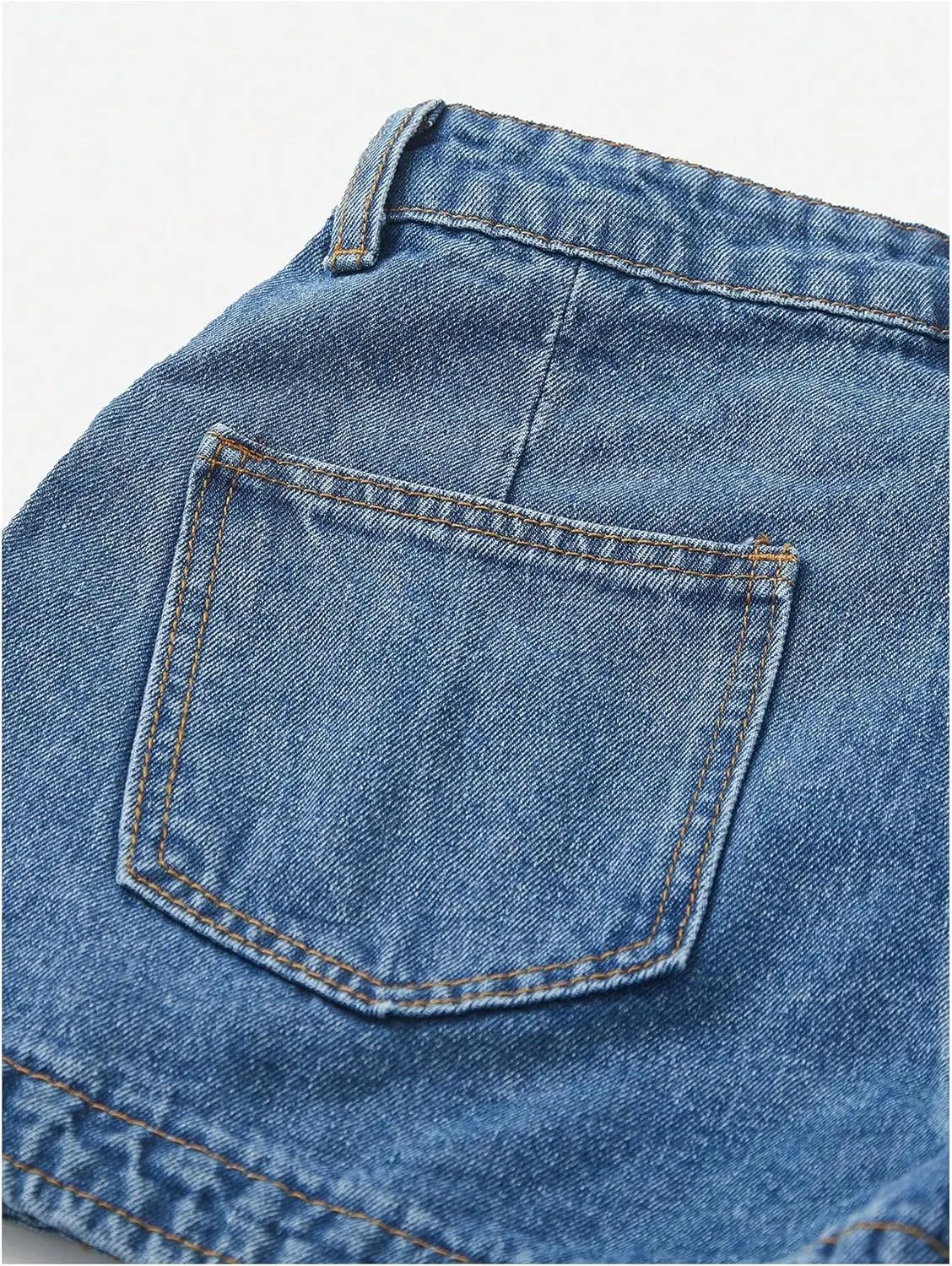 WDIRARA Women's High Waisted Denim Shorts Straight Leg Summer Jean Shorts with Pockets