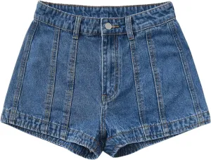 WDIRARA Women's High Waisted Denim Shorts Straight Leg Summer Jean Shorts with Pockets