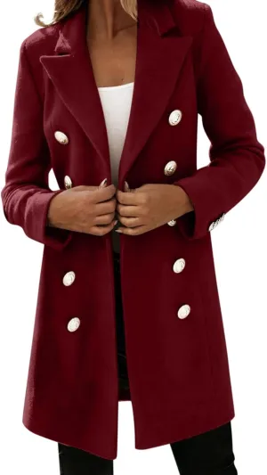Woman Artificial Wool Elegant Blend Coat Slim Female Long Coat Casual Winter Outfits for Women Cold Weather