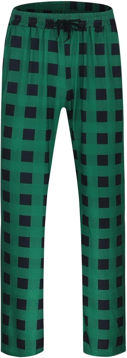 Women Buffalo Plaid Pajama Pants Xmas Print Wide Leg Casual Comfy Loose Stretchy Palazzo Pajama Pants