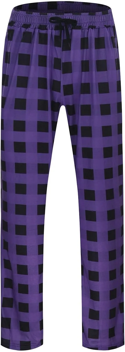 Women Buffalo Plaid Pajama Pants Xmas Print Wide Leg Casual Comfy Loose Stretchy Palazzo Pajama Pants