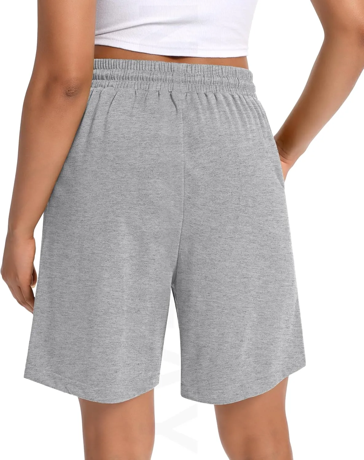 Women Cotton Sweat Shorts Casual Summer High Waist Loose Drawstring Athletic Shorts with Pockets