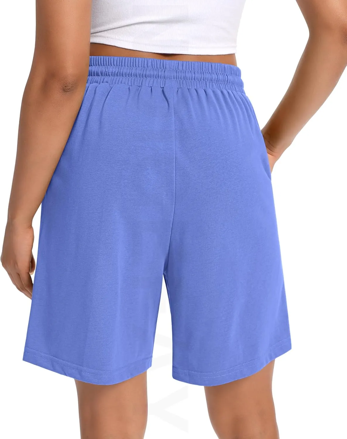 Women Cotton Sweat Shorts Casual Summer High Waist Loose Drawstring Athletic Shorts with Pockets