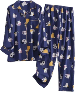 Women Cute Graphic Lounge Sets Casual Comfy 2 Pcs Pajama Sets Fleece Long Sleeve Tops and Pants Sleepwear Fall Winter