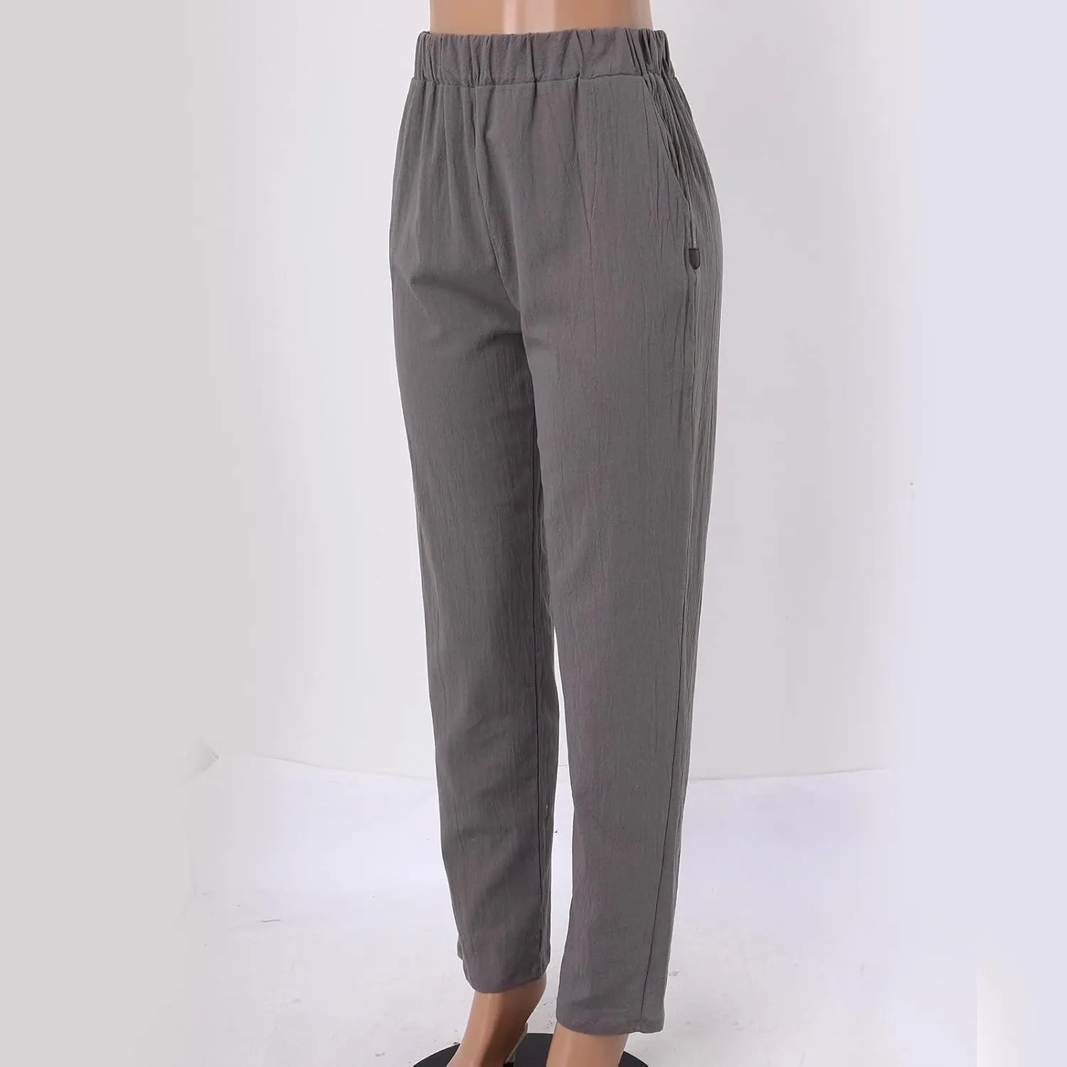 Women High Waisted Wide Leg Pants Fashion Drawstring Elastic Trousers Comfy Straight Leg Long Pants with Pockets
