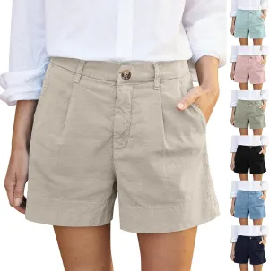 Women Linen Shorts Summer Wide Leg High Waisted Loose Lounge Shorts Dressy Office Chino Shorts Flowy Beach Short