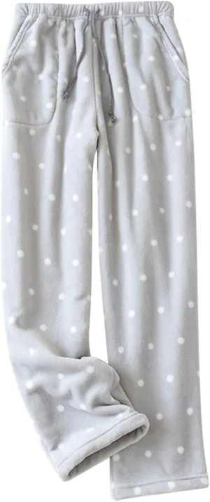 Women Lounge Pants Fleece Comfy Pajama Bottom with Pockets Winter Plush Fluffy Sleepwear Drawstring Pj Pants