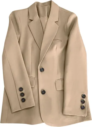 Womens 2024 Bussiness Casual Blazers Open Front Long Sleeve Work Office Suit Jacket Button Lapel Fall Loose Outwear