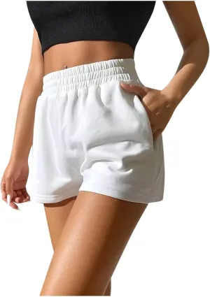 Women's Athletic Fit Terry Shorts Loose Comfy Yoga Jogger Sweat Cotton Shorts Pant High Waist Running Lounge Shorts